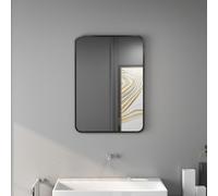 HOMCOM Specchio Bagno 50x70cm in Vetro Specchio da Parete Moderno Nero