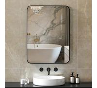 HOMCOM Specchio Bagno 60x80 cm, Specchio da Parete con Cornice in Metallo e Gancio Facile da Appendere, per Soggiorno, Ingresso, Corridoio