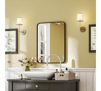HOMCOM Specchio Bagno 60x80cm in Vetro Specchio da Parete Moderno Nero