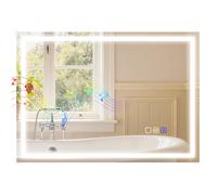 HOMCOM Specchio da Parete con Luce LED e Speaker Bluetooth 70x50 cm, 3 Colori, Specchio Bagno con Luminosità Regolabile, Funzione Memoria, Antiappannamento, Interruttori Touch, Orizzontale/Verticale