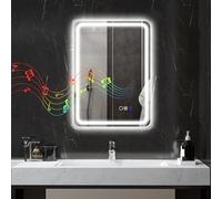 HOMCOM Specchio a Muro LED con Bluetooth e Illuminazione Regolabile 70x50x3.5 cm