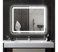 HOMCOM Specchiera Bagno Touch 70x100cm LED 3 Temperature e Antiappannamento