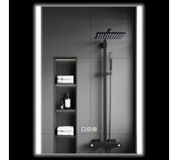 HOMCOM Specchio Bagno con Luce LED a 3 Colori 70x50 cm, Specchio da Parete in Vetro Temperato Reversibile con Luminosità Regolabile, Funzione Memoria, Antiappannamento, Interruttori Touch, IP44