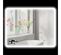 HOMCOM Specchio Bagno con Luce LED e Bluetooth, 90x70 cm Specchio da Parete Retroilluminato con Funzione Antiappannamento, 3 Colori Dimmerabili, Memoria e Controllo Touch, in Vetro Temperato, IP44