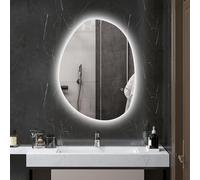 HOMCOM Specchio Bagno con Luci LED a 3 Temperature di Colori, 80x60cm Specchio da Parete Moderno Retroilluminato Reversibile con Antiappannamento Funzione Memory in Vetro Temperato, IP44, Argento