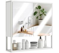 HOMCOM Specchio Bagno Contenitore a Parete Soft Close 60x16x60 cm Bianco