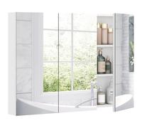 HOMCOM Specchio Bagno Contenitore con 3 Ante e Ripiani Regolabili, Bianco