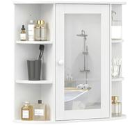 HOMCOM Specchio Bagno Contenitore con 6 Ripiani Aperti e 2 Chiusi Bianco