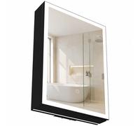 HOMCOM Specchio Bagno Contenitore con Luce LED a 3 Colori, 50x70cm, Nero