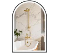 HOMCOM Specchio Bagno LED con Luce Anteriore e Posteriore 60x90 cm Nero | Specchio Curvo Vetro Temprato, Antiappannamento, Dimmerabile, Funzione Memoria, Interruttore Touch
