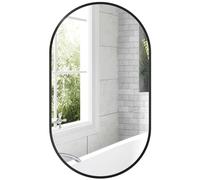 HOMCOM Specchio Bagno Ovale 40x70cm in Vetro Temperato, Specchio da Parete Moderno con Cornice in Lega di Alluminio, Montaggio Verticale/Orizzontale, per Camera da Letto, Ingresso, Soggiorno, Nero
