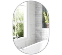 HOMCOM Specchio Bagno Ovale 60x90cm in Vetro Temperato Moderno Argento | Specchio da Parete, Cornice in Lega di Alluminio, Montaggio Verticale/Orizzontale, per Camera da Letto, Ingresso
