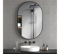 HOMCOM Specchio Bagno Ovale 60x90cm in Vetro Temperato Moderno Nero