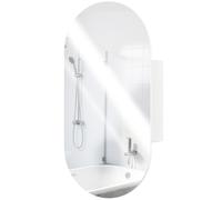 HOMCOM Specchiera Bagno Ovale con Armadietto, Specchio Contenitore Bagno Moderna a Parete con Due Ripiani Salvaspazio, 45x90 cm, Bianco
