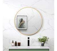 HOMCOM Specchio a Parete Rotondo da Bagno in Vetro e Metallo Ø70x2.5 cm Oro