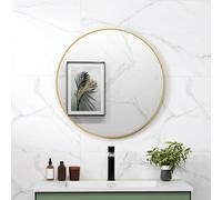 HOMCOM Specchio Bagno Rotondo Ø70cm in Vetro, Specchio da Parete Moderno con Cornice in Metallo, con Superficie Antiurto, per Camera da Letto, Ingresso, Soggiorno, Oro "Rinnova il look del tuo bagno c