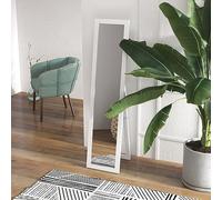 HOMCOM Specchio con Cornice in MDF con Piedini e Ganci, Specchio Moderno per Utilizzo a Muro o a Parete, 37x40x155 cm, Bianco e Trasparente