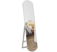 HOMCOM Specchio con piedistallo ad arco 150 cm, grande specchio con ripiano di stoccaggio, montaggio a parete o su piedistallo per camera ingresso, corridoio, bianco