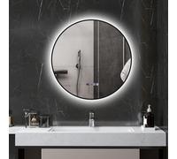 HOMCOM Specchio da Bagno con Luce LED Regolabile Anti Nebbia 70 cm Nero