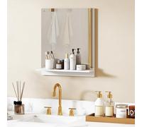 HOMCOM Specchio da bagno con mensola, 50 x 60 cm, specchio da parete moderno per camera da letto, ingresso, corridoio, bianco