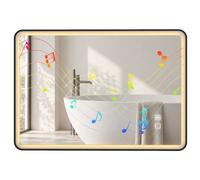 HOMCOM Specchio da Bagno LED Bluetooth Antiappannamento 100x70 cm Nero