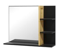 HOMCOM Specchio da Bagno Moderno a Muro in Legno a 4 Ripiani 45x15x58.5cm Nero
