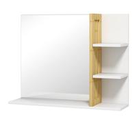 HOMCOM Specchiera Bagno con 4 Ripiani in Legno, Specchio da Bagno a Parete Moderno con Mensole, 45x15x58.5cm, Bianco