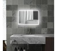HOMCOM Specchio da Bagno Vetro Plastica 50L X 70W x 4H cm Argento