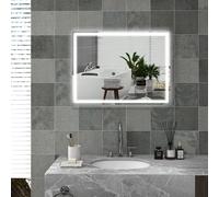 HOMCOM Specchio da Bagno Vetro Plastica 80L X 60W X 4H cm Argento