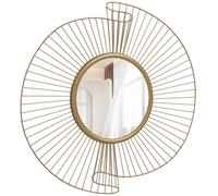 HOMCOM Specchio da Muro Rotondo Decorativo in Metallo 60x60 cm Oro