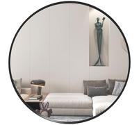 HOMCOM Specchio da parete, 60 x 60 cm, rotondo, con telaio in lega di alluminio, specchio decorativo per bagno, soggiorno, camera da letto, nero