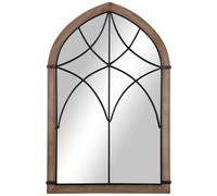 HOMCOM Specchio da Parete ad Arco 60x93 cm Marrone e Nero