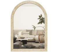 HOMCOM Specchio da Parete ad Arco con Bordo Scanalato Beige