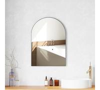 HOMCOM Specchio da parete ad arco, specchio da bagno, 50 x 70 cm, alta definizione, con cornice in lega di alluminio, per camera da letto, soggiorno, corridoio, nero