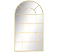 HOMCOM Specchio da parete ad arco, specchio da parete a forma di finestra, cornice in metallo, per soggiorno, camera da letto, corridoio, 110 x 65 cm, oro