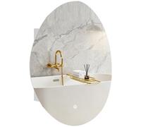 HOMCOM Specchio Bagno Contenitore Irregolare con Luce LED, 50x70cm Mobile Bagno con Specchio, Anta Soft Close, Dimmerabile a 3 Colori, Ripiani Regolabili, Antiappannamento, Funzione Memoria, Bianco