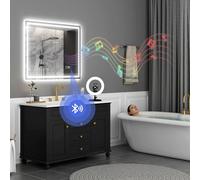 HOMCOM Specchio da Parete con Luce LED e Speaker Bluetooth 100x80 cm, 3 Colori, Specchio Bagno con Luminosità Regolabile, Funzione Memoria, Antiappannamento, Interruttori Touch, Orizzontale/Verticale