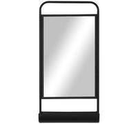 HOMCOM Specchio da Parete con Mensola e Struttura in Metallo 36.2x12x71.7cm Nero