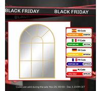 Homcom Specchio da parete decorativo Specchio per finestra in metallo per soggiorno Ingresso camera da letto Stile moderno Oro