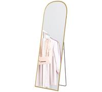 HOMCOM Specchio da Terra ad Arco Moderno, 50x170 cm Specchio da Parete e Autoportante a Figura Intera con Cornice in Lega di Alluminio e Supporto, per Camera da Letto, Soggiorno e Ingresso, Oro