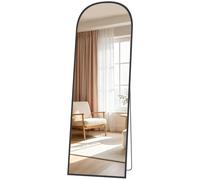 HOMCOM Specchio da Terra ad Arco Moderno, 50x170 cm Specchio da Parete e Autoportante a Figura Intera con Cornice in Lega di Alluminio e Supporto, per Camera da Letto, Soggiorno e Ingresso, Nero