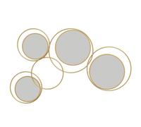 HOMCOM Specchio da parete in metallo 3D 4 specchi 110x68cm Oro | Decorazione murale rotonda in metallo per soggiorno, camera da letto, corridoio