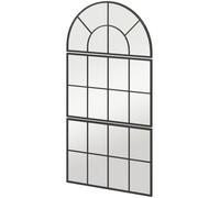 HOMCOM Specchio da Parete Moderno ad Arco, con 3 Ganci, 76x43 cm, Nero | Specchio Finestra per Camera da Letto, Ingresso, Soggiorno