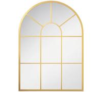 HOMCOM Specchio da Parete Moderno ad Arco, Specchio Camera da Letto a Muro con Cornice e Ganci, per Soggiorno e Ingresso, in Vetro e Metallo, 70x50 cm, Oro