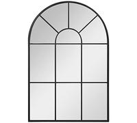 HOMCOM Specchio da Parete Moderno ad Arco, Specchio Camera da Letto a Muro con Cornice e Ganci, per Soggiorno e Ingresso, in Vetro e Metallo, 91x60 cm, Nero