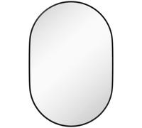 HOMCOM Specchio Bagno Ovale 60x90cm in Vetro Temperato, Specchio da Parete Moderno con Cornice in Lega di Alluminio, Montaggio Verticale/Orizzontale, per Camera da Letto, Ingresso, Soggiorno, Nero