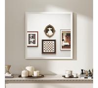 HOMCOM Specchio da parete quadrato 50 x 50 cm, cornice in legno bianco, ideale per il bagno, il soggiorno o la camera da letto