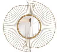 HOMCOM Specchio da Parete Rotondo Moderno in Metallo 60x60 cm Oro