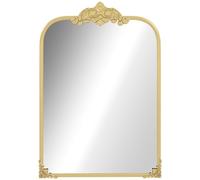 HOMCOM Specchio da parete, specchio da bagno 60 x 87 cm in stile barocco, specchio decorativo con cornice in metallo per soggiorno, camera da letto, oro