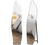 Homcom Specchio da terra a figura intera 160X40 cm senza cornice, specchio da terra di forma irregolare con supporto in metallo, montaggio a pavimento o pendente a parete, per soggiorno, ingresso e